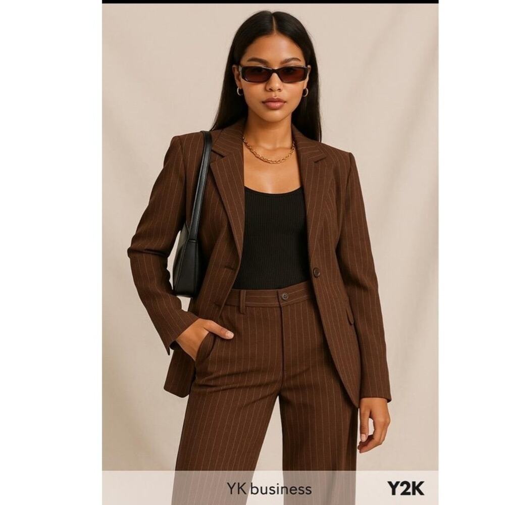 Apt.‎ 9 Brown Pinstripe Stretch Pants Women’s Size 12 Minimalist Streetwear Y2K